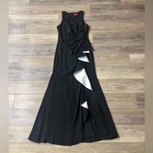 Carmen Marc Valvo Infusion Dress Sz 10 Black White Gown Slit Gala Event Dance